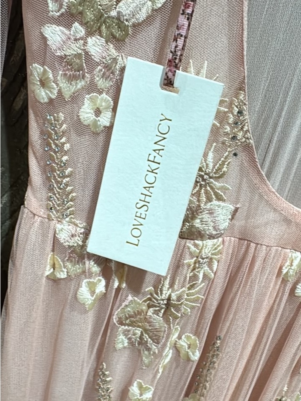 LoveShackFancy Dusty Pink Floral Embroidered Long-Sleeve Maxi Dress - Picture 6 of 6